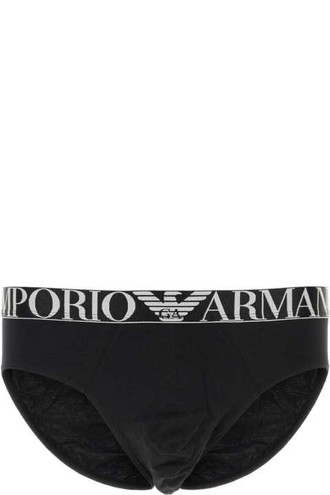 Emporio Armani Underwear Underwear for Men Emporio Armani Underwear Black Stretch Cotton Brief Set