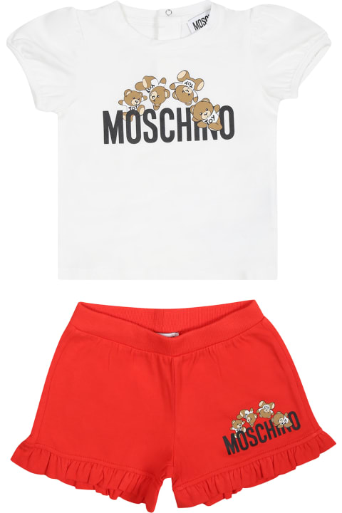 Moschino for Kids Moschino Multicolor Tracksuit For Baby Girl With Teddy Bear And Logo