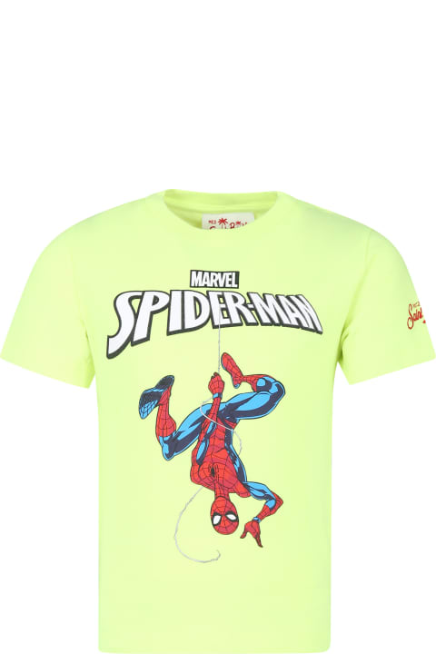 MC2 Saint Barth T-Shirts & Polo Shirts for Boys MC2 Saint Barth Yellow T-shirt For Boy With Spiderman Print