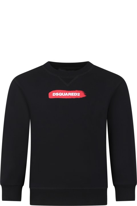 Dsquared2 Kids Dsquared2 Black Sweatshirt For Boy With Logo