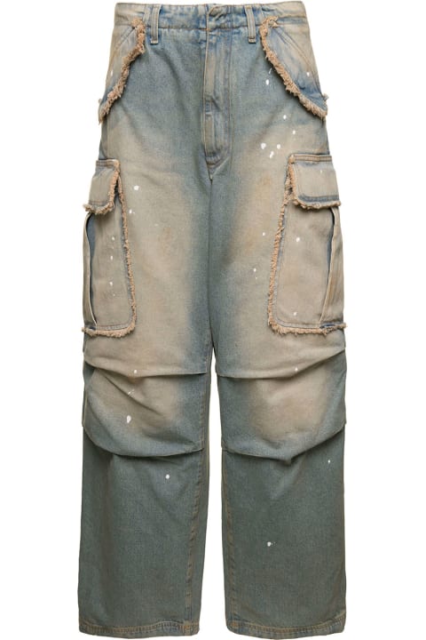 DARKPARK Clothing for Women DARKPARK 'vivi' Light Blue Cargo Jeans With Bleached Effect And Paint Stains In Cotton Denim Woman