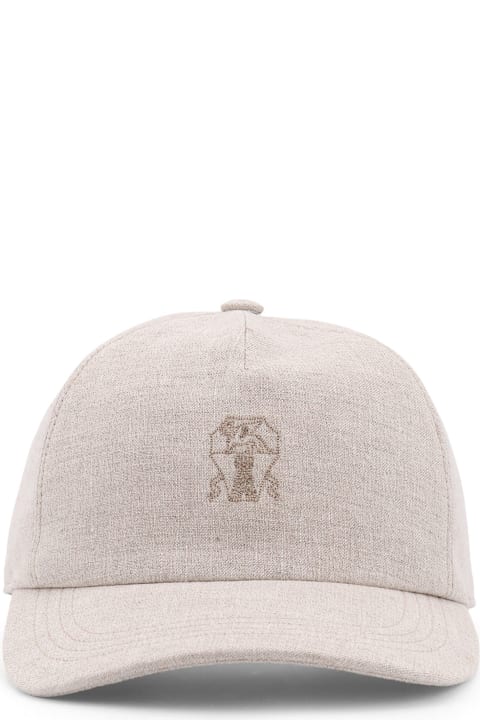 Brunello Cucinelli قبعات لـ السيدات Brunello Cucinelli Linen Blend Baseball Hat With Logo Embroidery