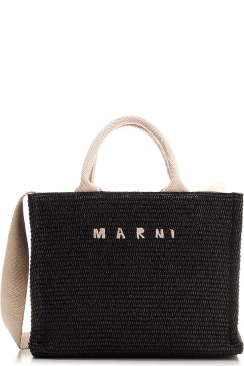 Bags for Women Marni Black Raffia Tote Bag