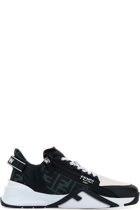 Fashion for Men Fendi Multicolor Leather And Denim Flow Sneakers
