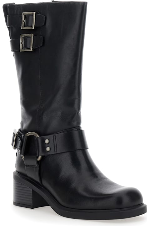 أدوات منزلية Vagabond 'daniella' Black Ankle Boots With Buckles In Leather Woman