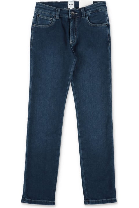 Bottoms for Boys Hugo Boss Hugo Boss Jeans Blu Scuro In Denim Di Cotone Stretch Bambino
