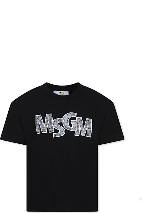 أدوات منزلية MSGM Black T-shirt For Boy With Logo