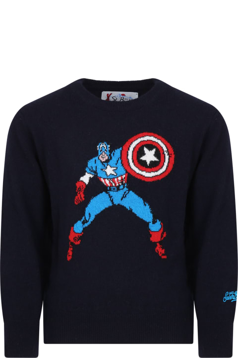 Homeware MC2 Saint Barth Blue Sweater For Boy With Captain America