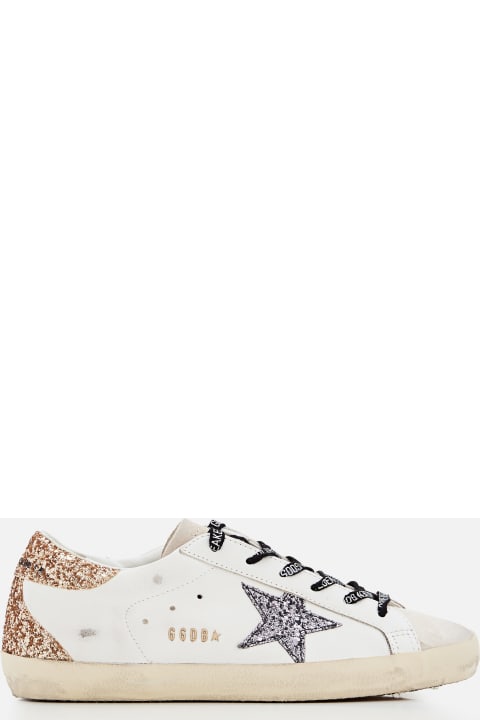 أدوات منزلية Golden Goose Super Star Leather And Glitter Sneakers