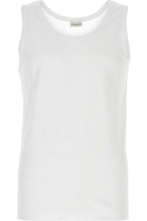 Dries Van Noten Topwear for Men Dries Van Noten White Cotton Helio Tank Top