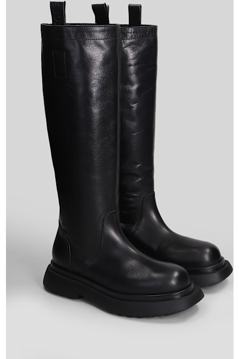 3JUIN Genny 010 Low Heels Boots In Black Leather