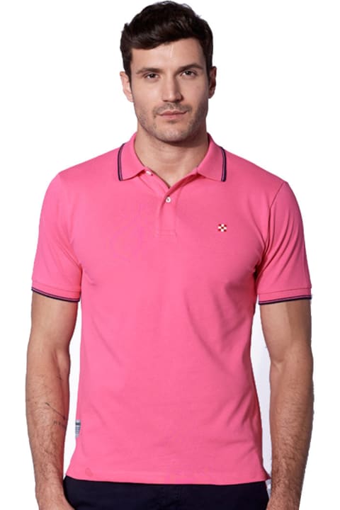 Homeware MC2 Saint Barth Pink Fluo Piquet Polo With St. Barth Check Logo