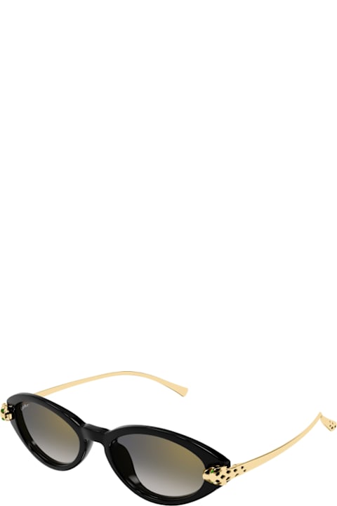 Cartier Eyewear for Kids Cartier Eyewear Cartier Ct0634s Panthère De Cartier 001 Black Gold Grey Sunglasses