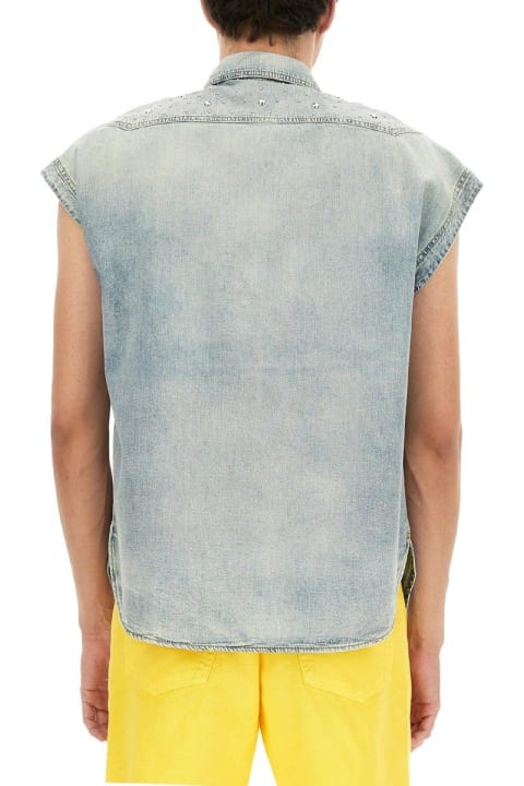 Fashion for Men Saint Laurent Buttoned Sleeveless Denim Shirt