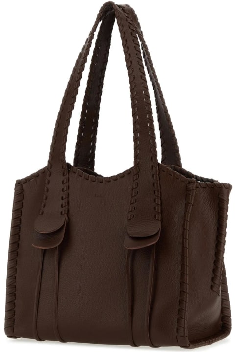 Chocolate Leather Medium Mony Shopping Bag