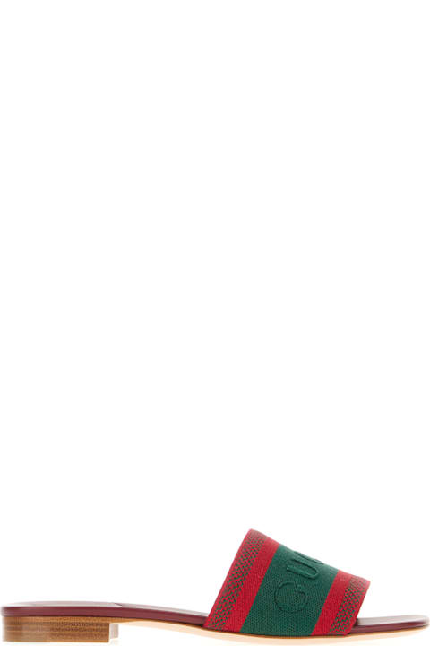 Gucci Shoes for Women Gucci Multicolor Leather And Fabric Slippers