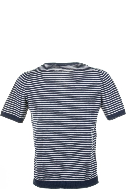 Seventy Clothing for Men Seventy White Blue Striped T-shirt