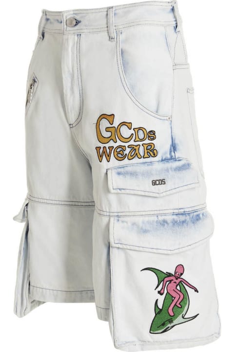 GCDS Pants for Men GCDS Bleached Embroidered Ultracargo' Bermuda Shorts