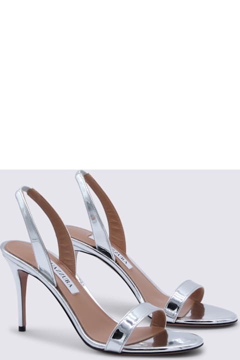 Aquazzura Silver Leather So Nude Sandal 85
