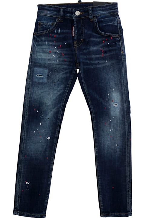 Homeware Dsquared2 Blue Jeans With Five-pocket Design And Back Logo Patch In Cotton Boy
