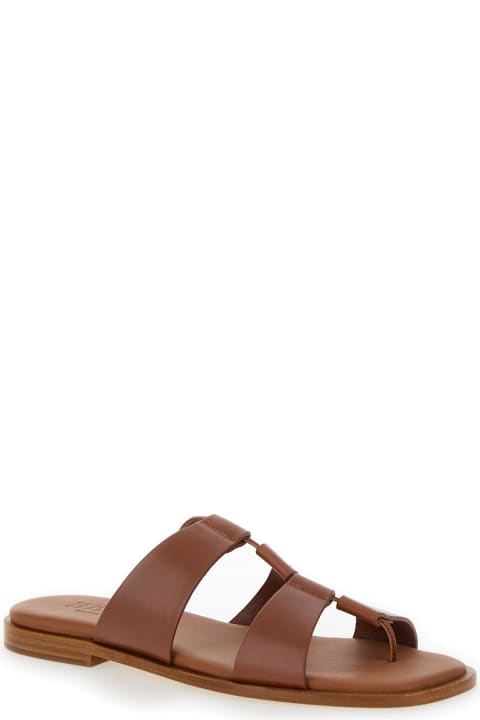 Shoes for Women Hereu 'lina' Brown Thongs Sandals In Leather Woman