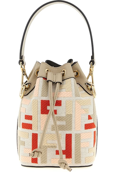 【FENDI】MON TRESOR FF BUCKET BAG Fendi FF 1974 Embossed Calfskin Grande Mon Tresor Bucket Bag