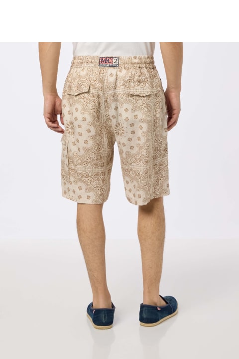 Homeware MC2 Saint Barth Man Linen Bermuda Marseille With Bandanna Print