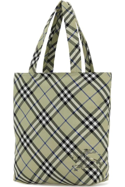 Burberry Totes for Men Burberry Embroidered Canvas Check Shopping Bag