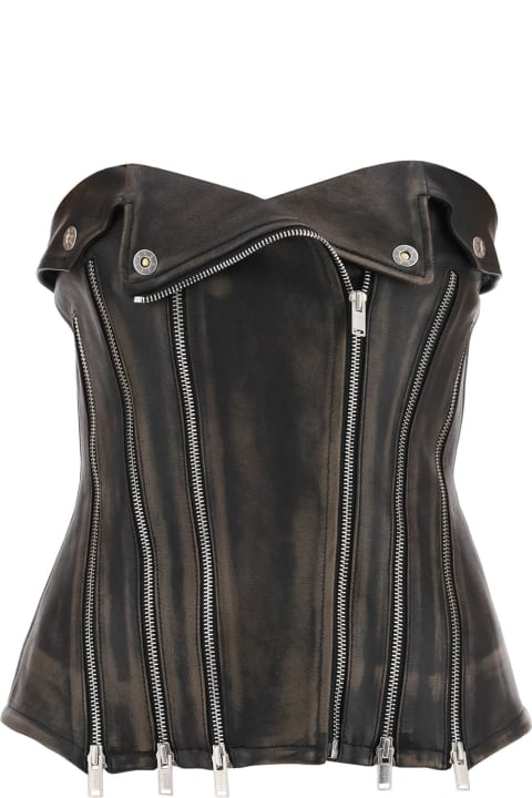 Dion Lee Topwear for Women Dion Lee Leather Biker Corset Top