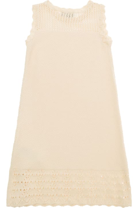 Emporio Armani for Kids Emporio Armani Beige Sleeveless Knitted Dress In Cotton Girl