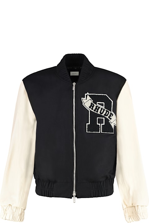Homeware Rhude Leather Sleeves Bomber Jacket