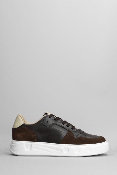 Sneakers In Brown Suede And Leather