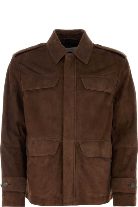 Coats & Jackets for Men Ferragamo Brown Suede Jacket