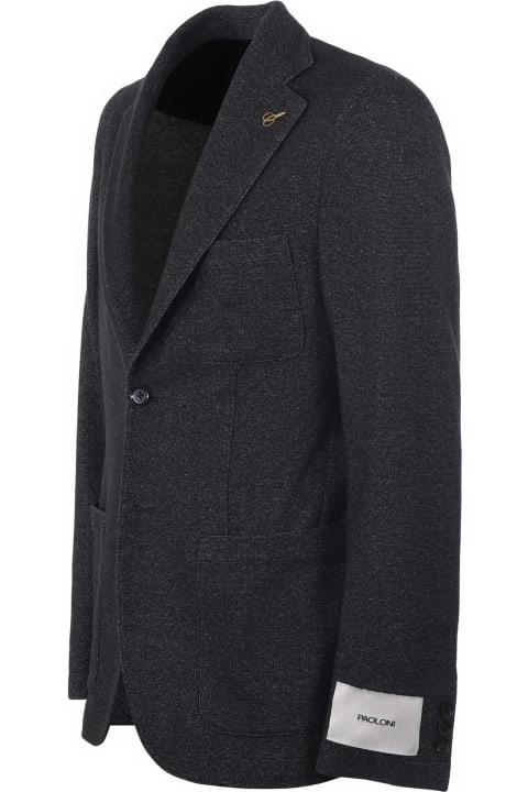 Paoloni Jacket In Knitted Virgin Wool And Cotton