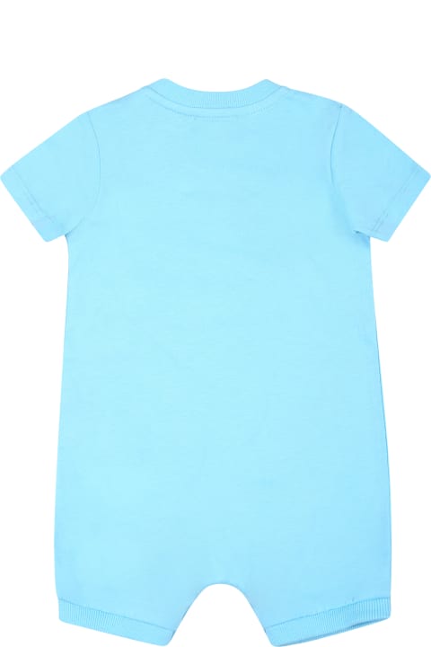Moschino for Kids Moschino Light Blue Romper For Baby Boy With Teddy Bear