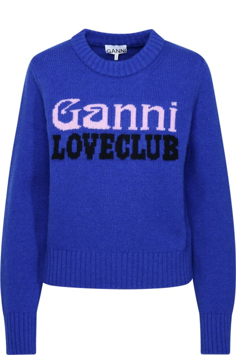 Ganni for Women Ganni Blue Wool Blend Sweater