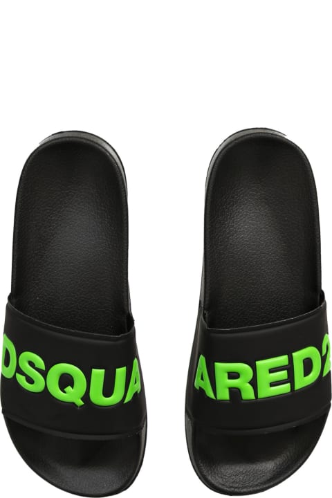 ガールズ シューズ Dsquared2 Logo Printed Slide Sandals