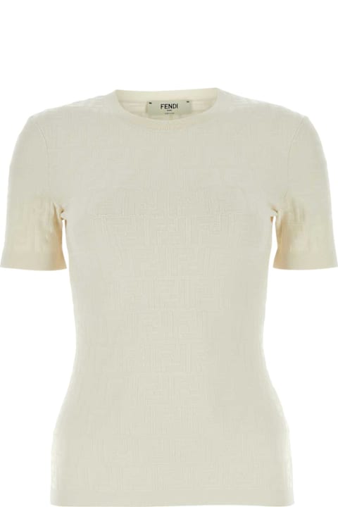 Fendi Clothing for Women Fendi Ivory Stretch Viscose Blend T-shirt