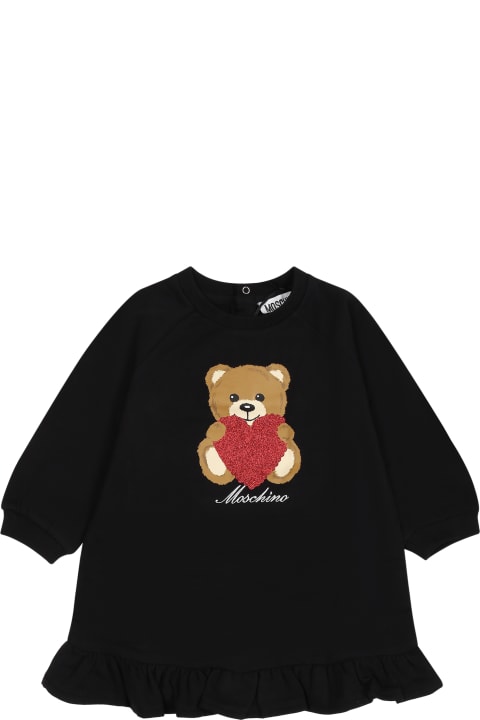 Moschino Kids Moschino White T-shirt For Baby Girl With Teddy Bear And Logo
