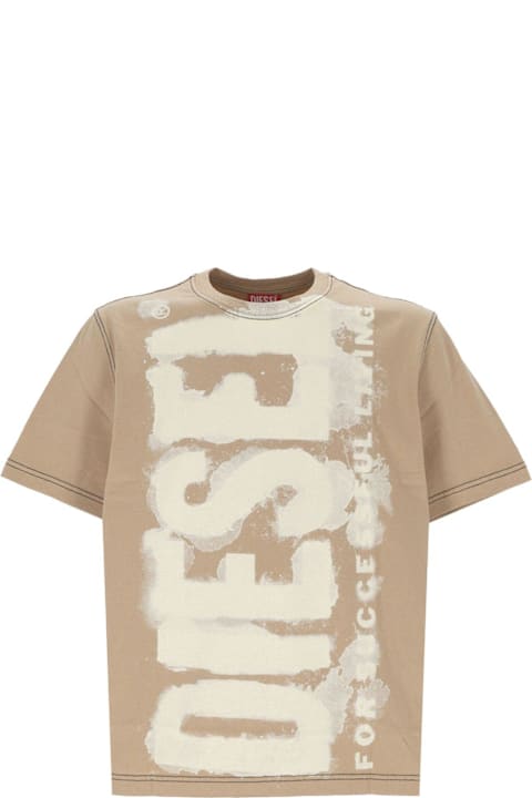 Diesel ملابس علوية لـ القسم الرجالي Diesel T-adjust-q4 Logo Splotched T-shirt Diesel