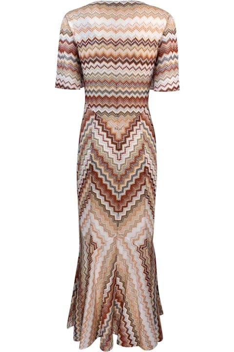 Missoni Clothing for Women Missoni Serrated Zig Zag Pattern Long Flared Dress