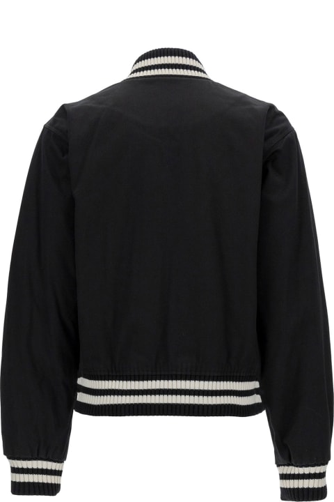 Fashion for Women Maison Kitsuné Black Varsity Jacket With Fox Head Patch In Cotton Woman