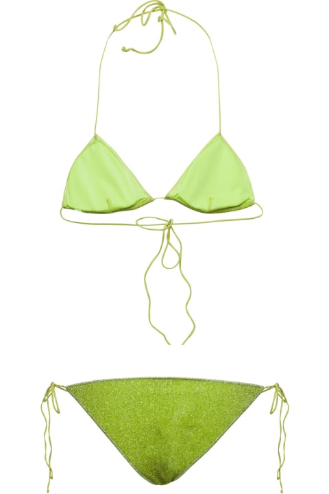 Oseree Swimwear for Women Oseree Green Triangle-shaped Bikini In Lurex Woman