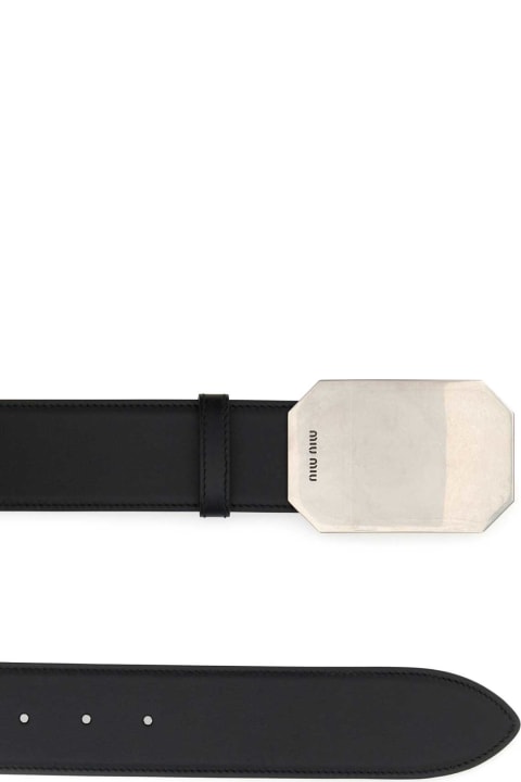 Miu Miu إكسسوارات لـ السيدات Miu Miu Black Leather Belt