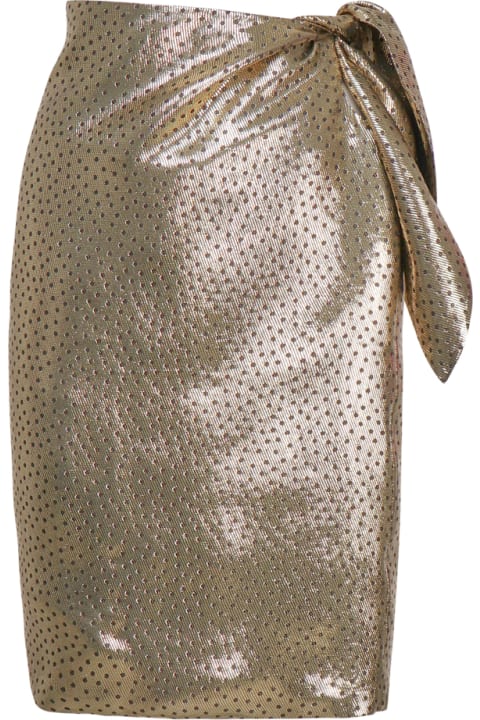 Saint Laurent Clothing for Women Saint Laurent Knotted Pencil Skirt In Polka Dot Lamé