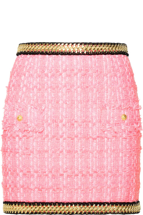 Skirts for Women Balmain Pink Cotton Blend Miniskirt