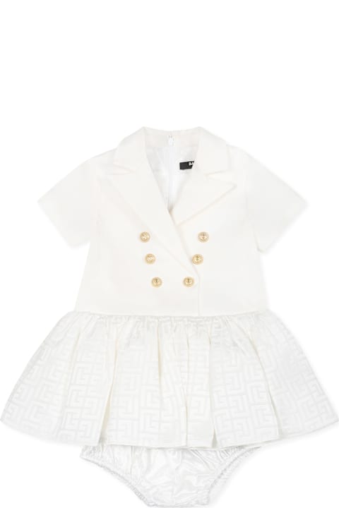 خصم على رُضع بنات Balmain Ivory Dress For Baby Girl With Labyrinth