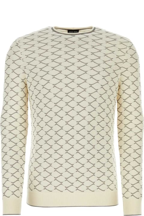 メンズ Giorgio Armaniのニットウェア Giorgio Armani Ivory Cotton Blend Sweater