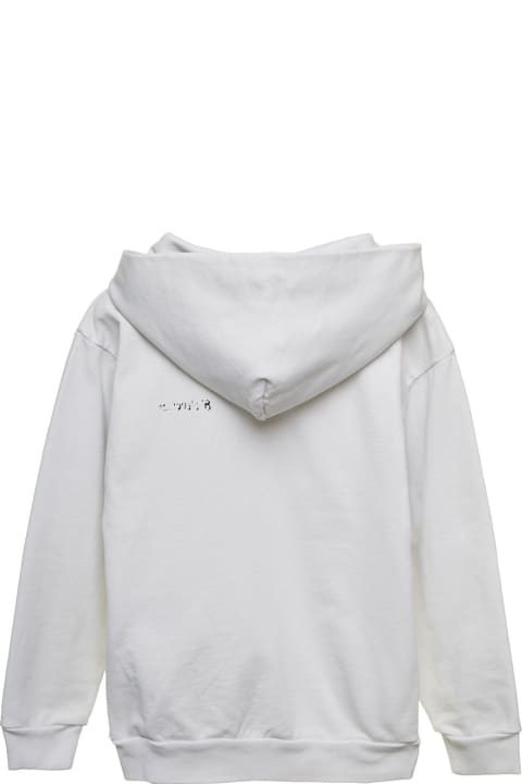 White Hoodie With Contrasting Logo Print In Cotton Boy