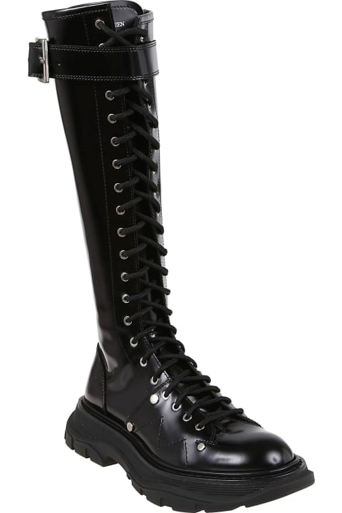 Boots for Women Alexander McQueen Leather Tread Slick Boots